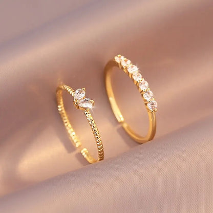 DAFNÍ 2 Piece Gold Heart Rings