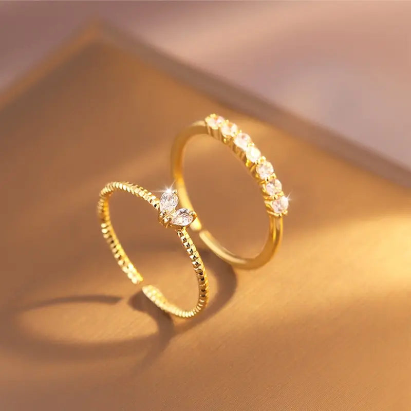 DAFNÍ 2 Piece Gold Heart Rings