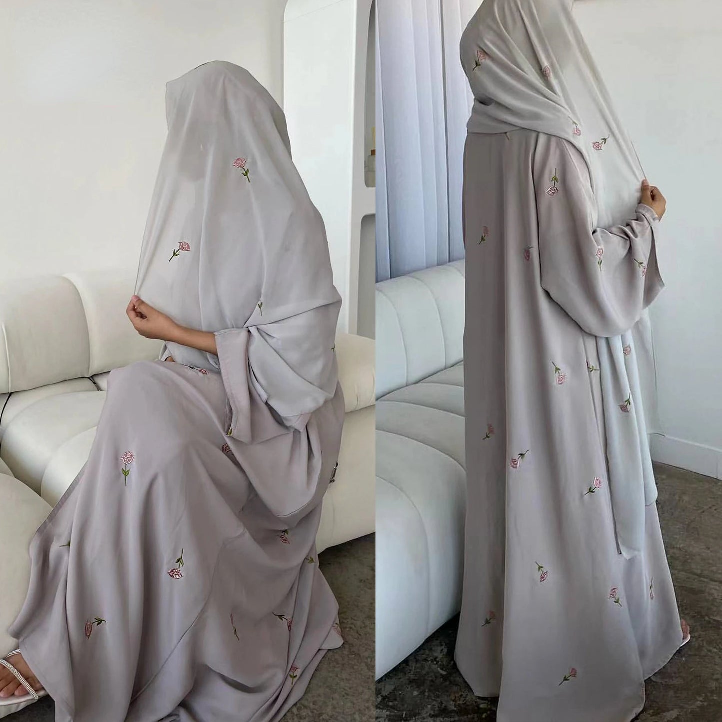 DAFNÍ Open Sleeve Flower Abaya