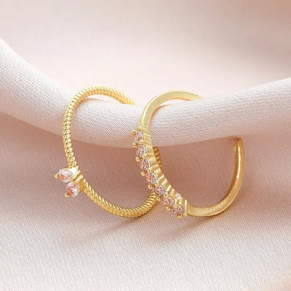 DAFNÍ 2 Piece Gold Heart Rings