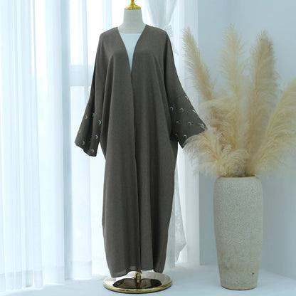 DAFNÍ Brown Moon-Sleeve Open Abaya