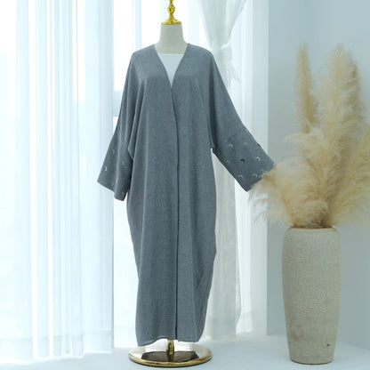 DAFNÍ Grey Moon-Sleeve Open Abaya