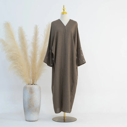 DAFNÍ Brown Moon-Sleeve Open Abaya